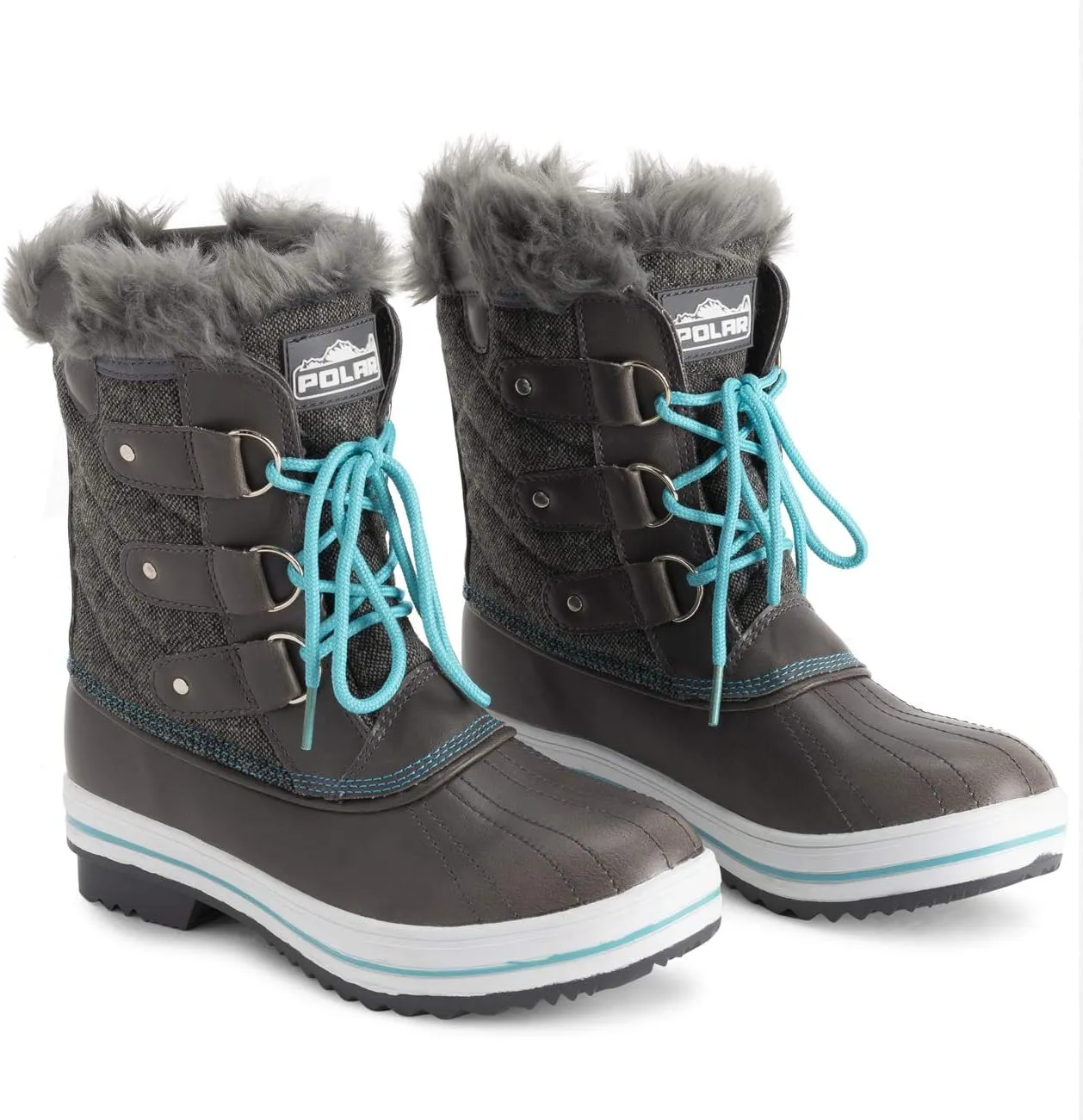Polar Products Womens Snow Boot Quilted Short Winter Snow Rain Warm Waterproof Boots