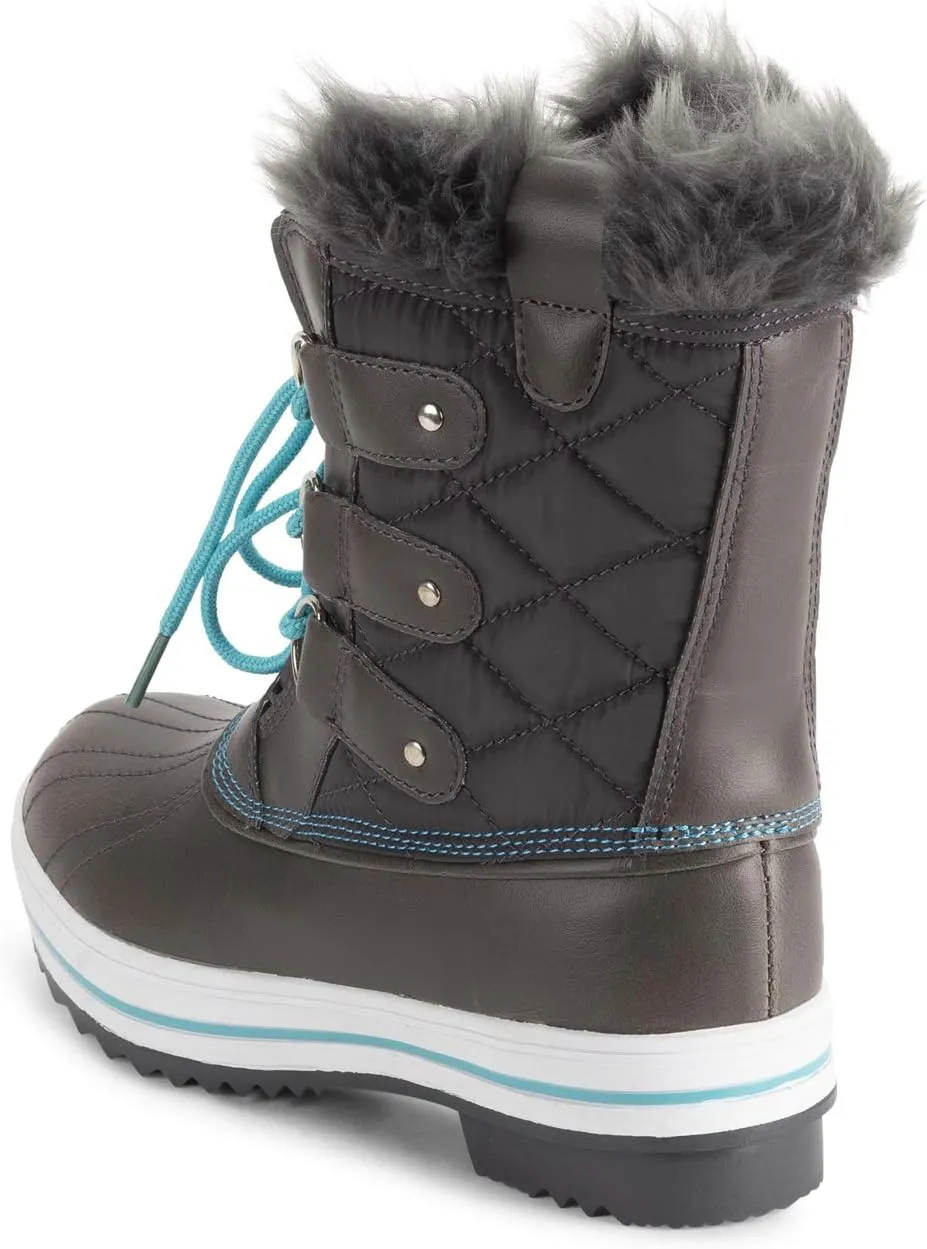 Polar Products Womens Snow Boot Quilted Short Winter Snow Rain Warm Waterproof Boots