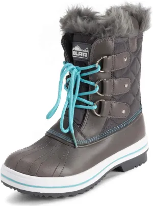 Polar Products Womens Snow Boot Quilted Short Winter Snow Rain Warm Waterproof Boots
