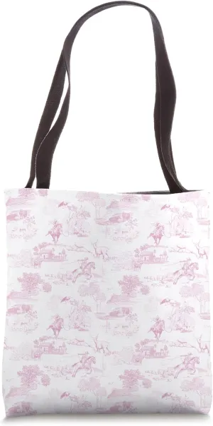 Preppy Western Vintage Pink Cowboy Cowgirl Toile Tote Bag