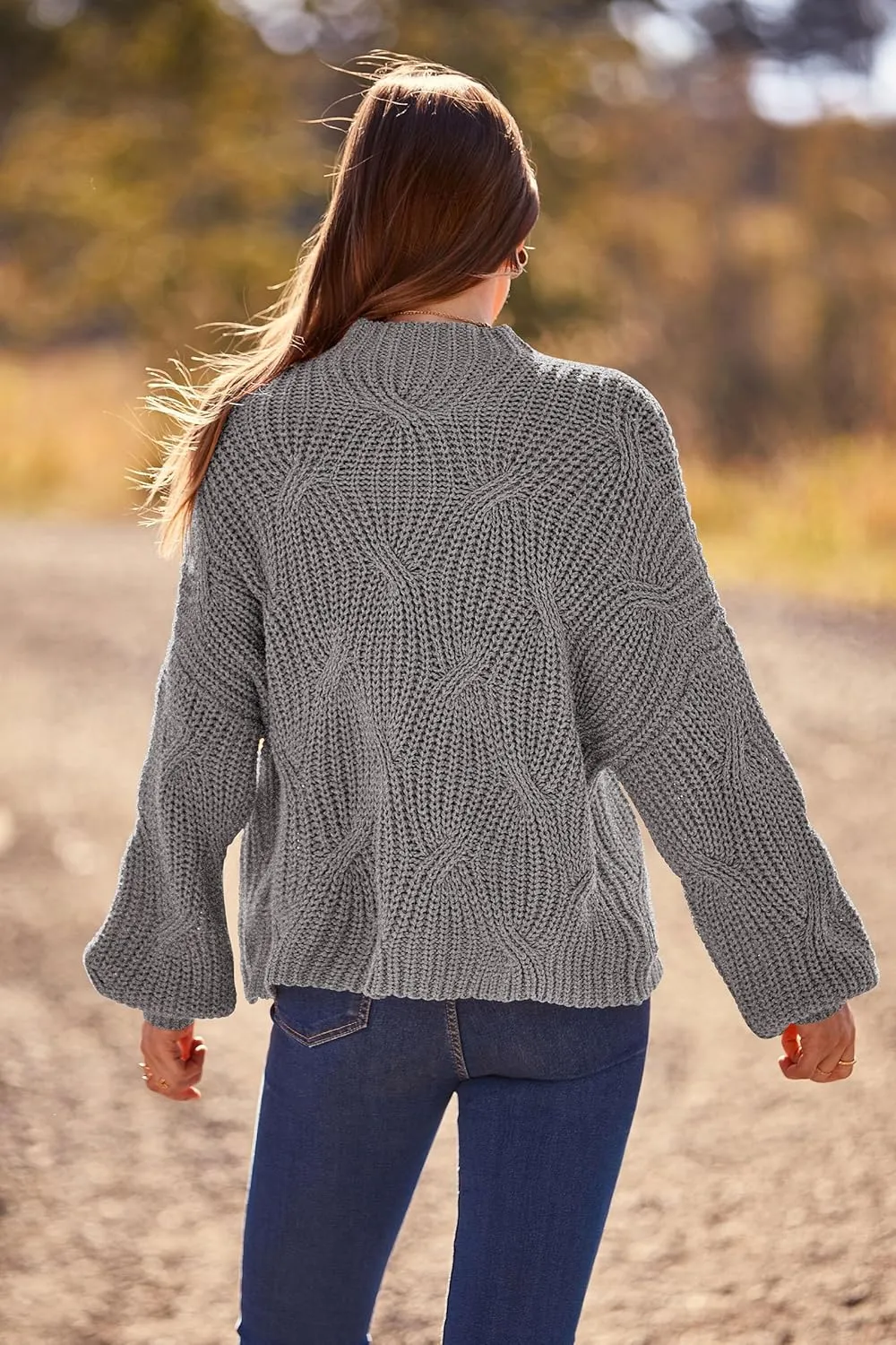 PRETTYGARDEN Women's Fall Oversized Pullover Sweaters Casual Crewneck Long Sleeve Chunky Cable Knit Blouse Top