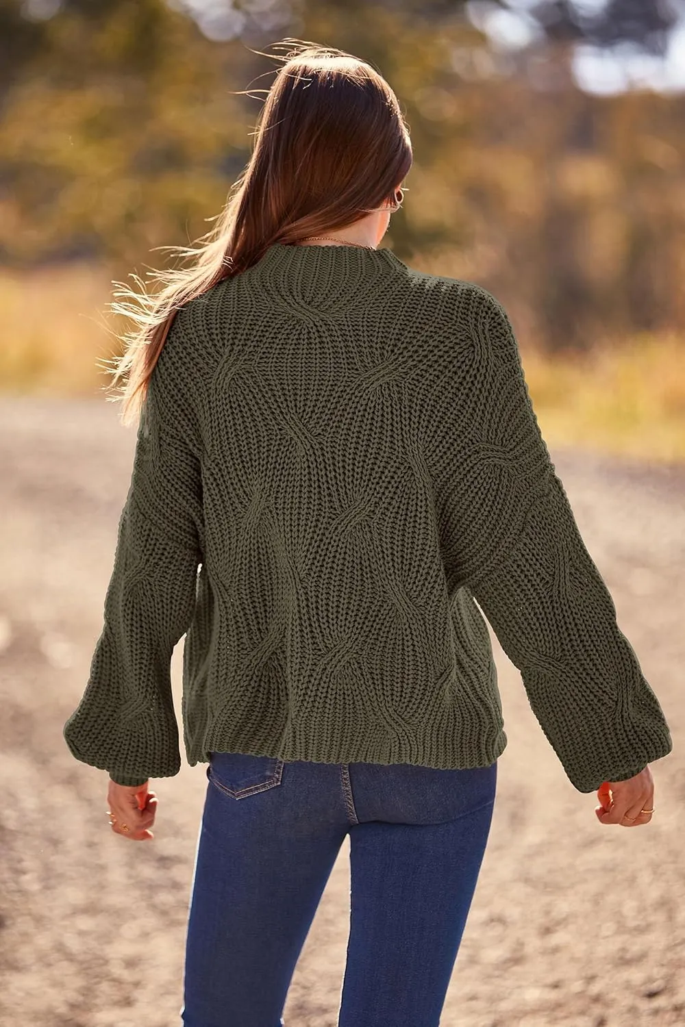 PRETTYGARDEN Women's Fall Oversized Pullover Sweaters Casual Crewneck Long Sleeve Chunky Cable Knit Blouse Top