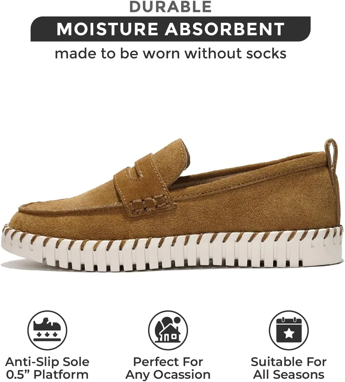 Project Cloud Genuine Leather Loafers for Women - Memory Foam Womens Shoes - Non Slip Spring Loafers Flexible Sole - Fashion Shoes for Women 2025 (Filide)