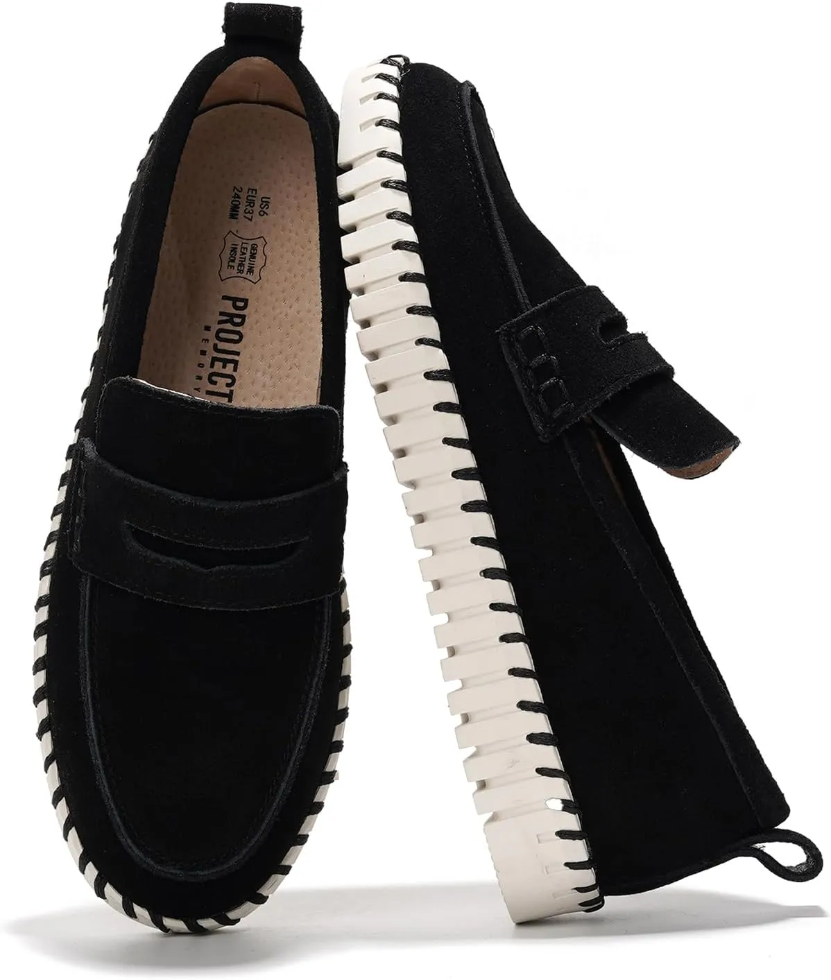 Project Cloud Genuine Leather Loafers for Women - Memory Foam Womens Shoes - Non Slip Spring Loafers Flexible Sole - Fashion Shoes for Women 2025 (Filide)
