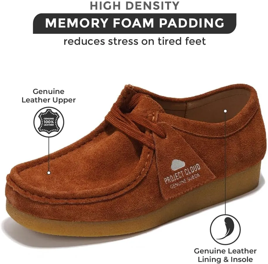 Project Cloud Genuine Leather Womens Shoes - Memory Foam Insole Oxford Shoes for Women Footwear - Lightweight Anti-Slip Sole Casual Work Loafers with Lace (Wally)
