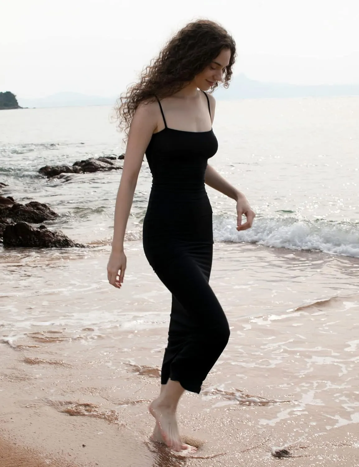 PUMIEY Women's Slip Maxi Dress Sexy Ribbed Bodycon Dresses Long Dress