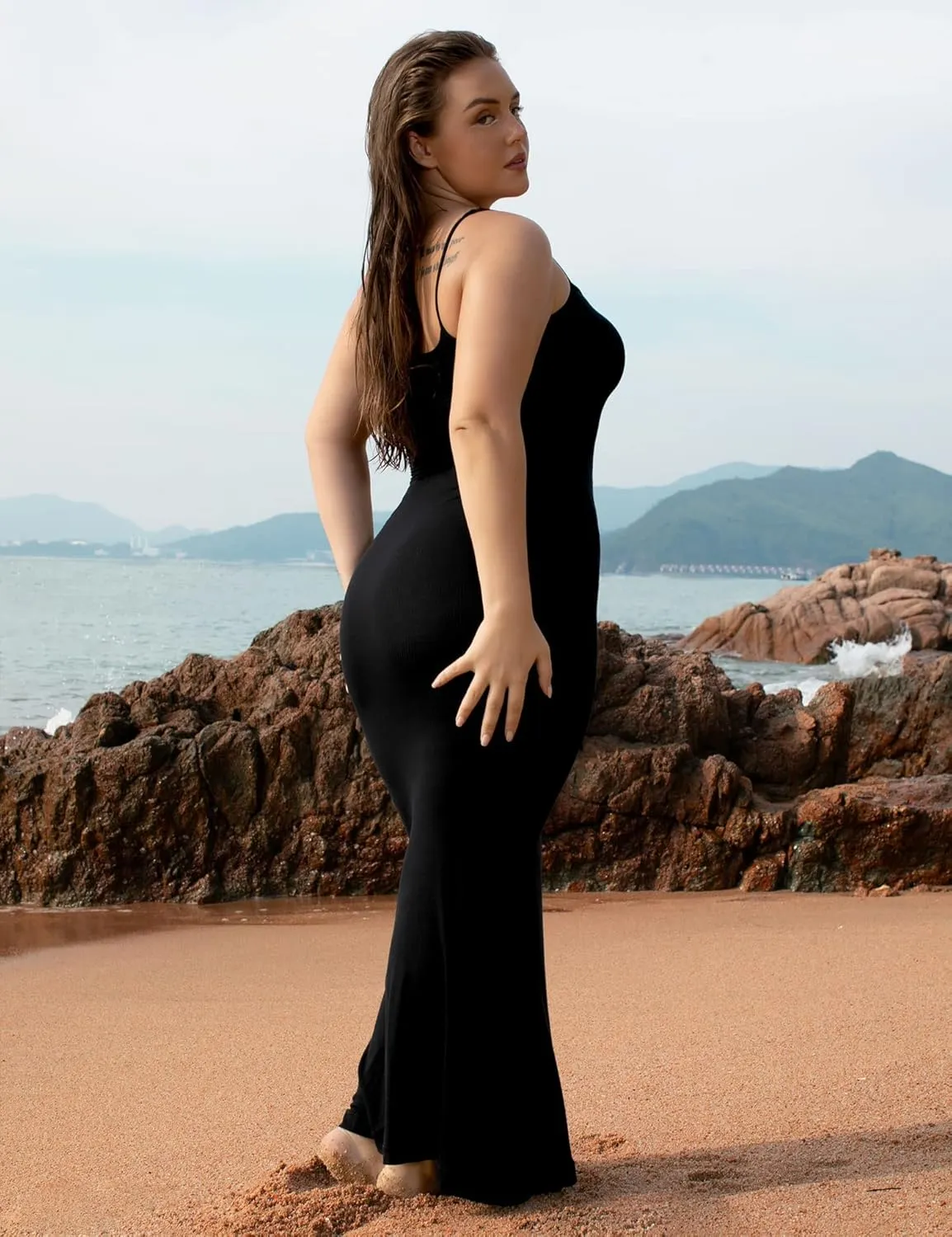 PUMIEY Women's Slip Maxi Dress Sexy Ribbed Bodycon Dresses Long Dress