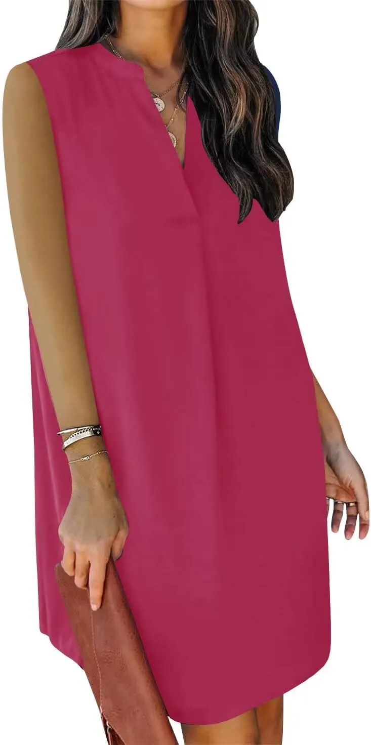 QACOHU 2025 Summer Dresses for Women Sleeveless Beach Floral Tshirt Sundress Casual Tank Dress S-2XL