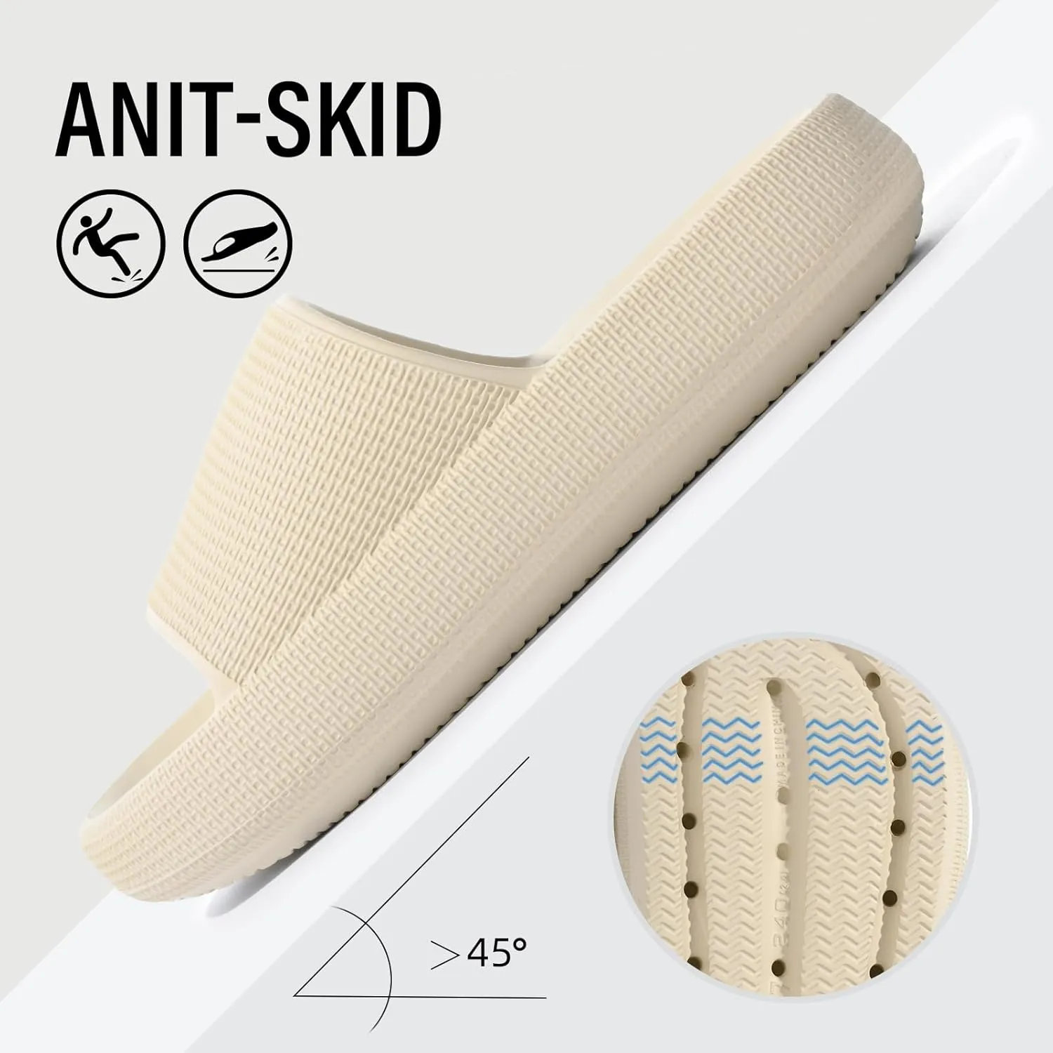 QIGEGE Pillow Slippers for Women and Men Arch Support Cloud Slides Recovery Foam Sandals Ultimate Comfort,Non-Slip, Lightweight, Thick Sole