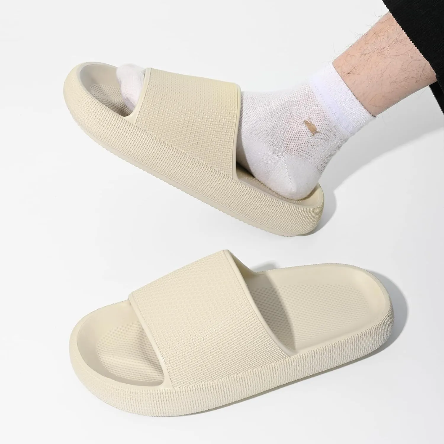 QIGEGE Pillow Slippers for Women and Men Arch Support Cloud Slides Recovery Foam Sandals Ultimate Comfort,Non-Slip, Lightweight, Thick Sole
