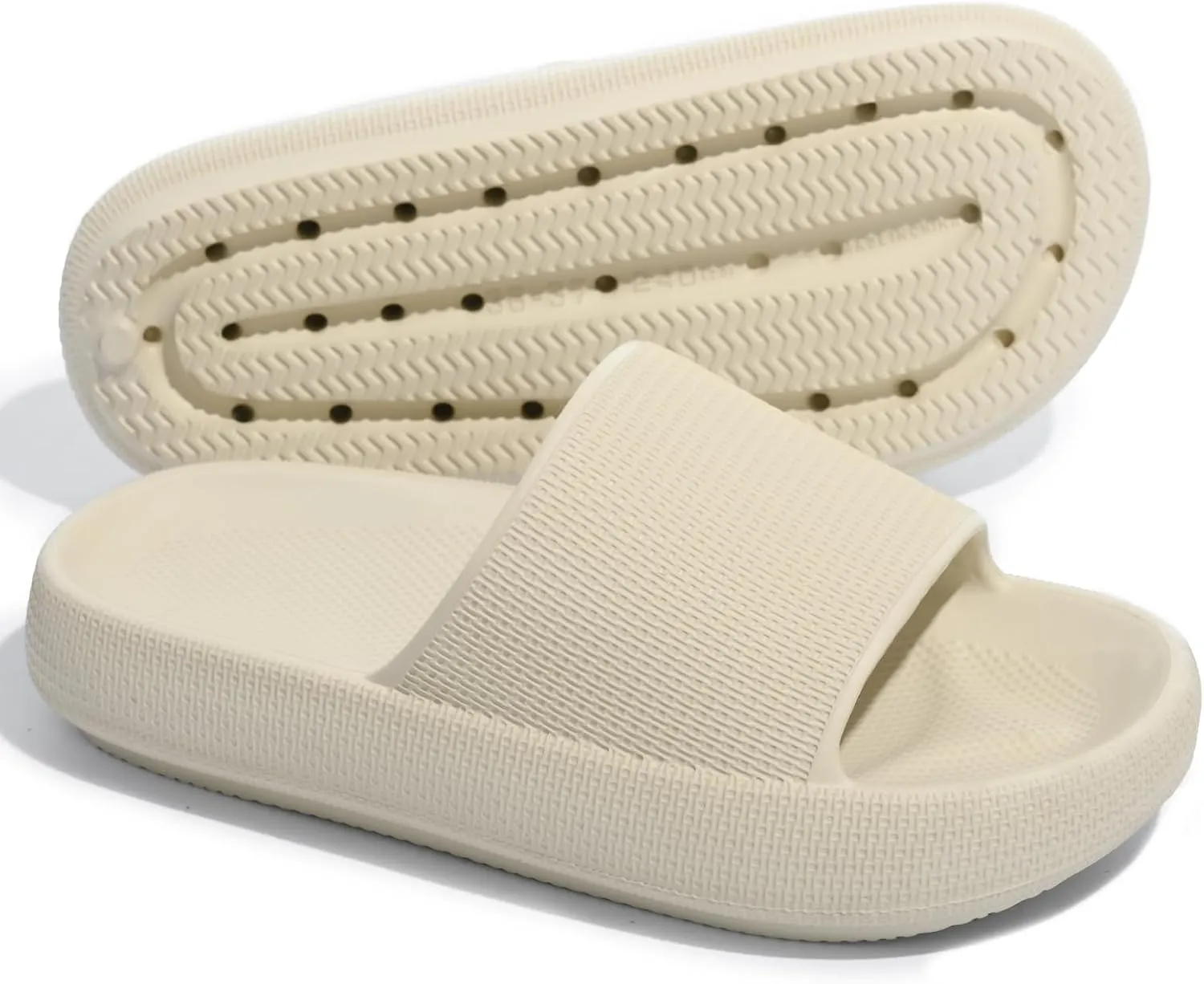 QIGEGE Pillow Slippers for Women and Men Arch Support Cloud Slides Recovery Foam Sandals Ultimate Comfort,Non-Slip, Lightweight, Thick Sole