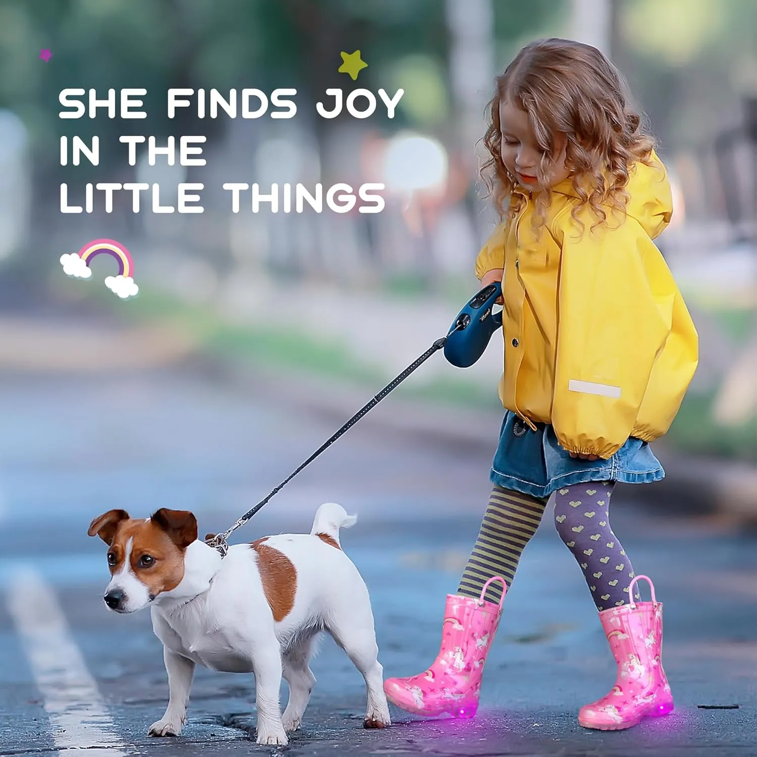 Rain Boots for Girls Toddlers - Light Up Kids Rainboots Boots Waterproof Lightweight Rain Shoes with Handles (Toddler/Little/Big kids)
