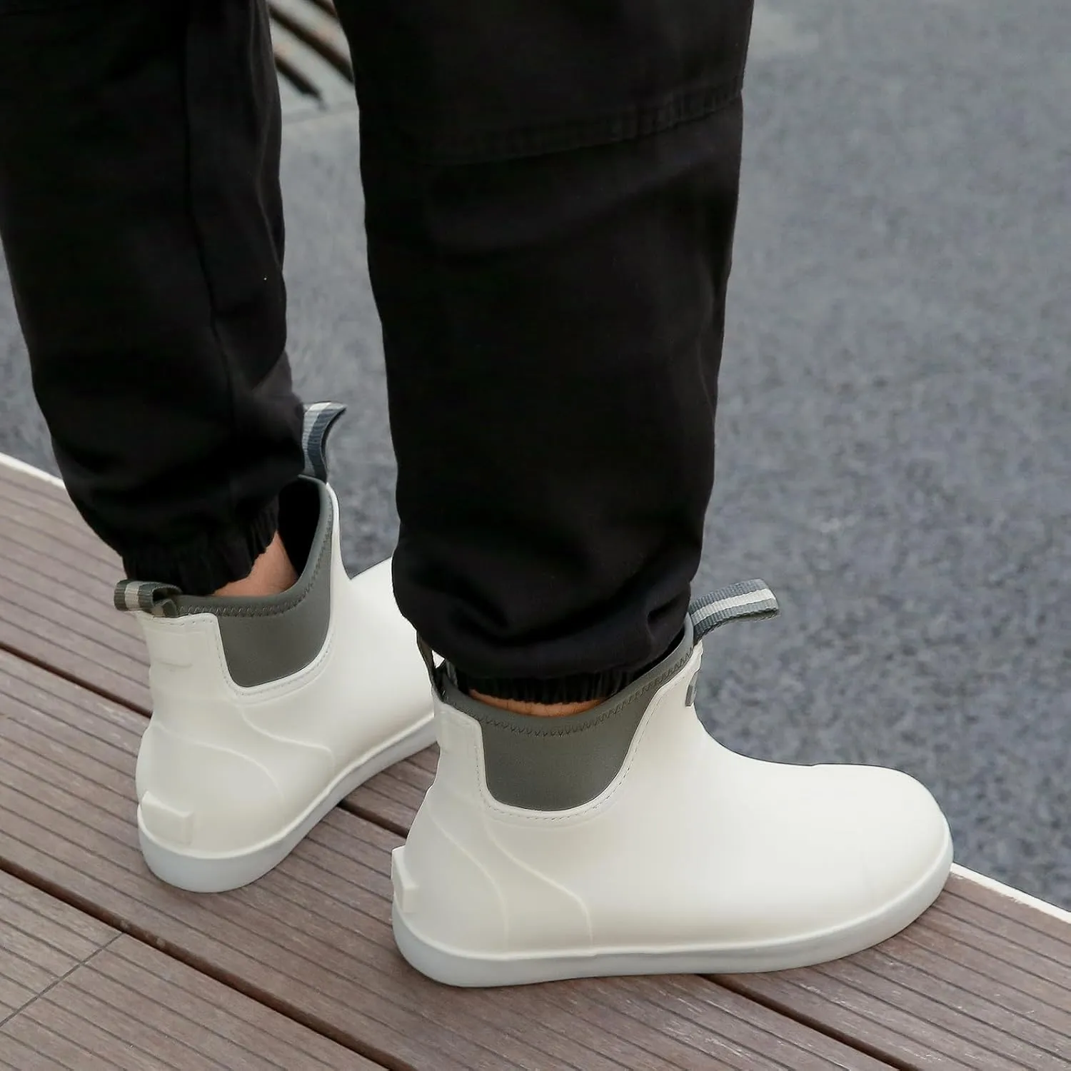 Rain Boots for Men, Waterproof Ankle Mens Deck Boots Anti-Slip Comfort Rubber Boots Chelsea Garden Shoes for Yard Fishing Outdoor Work