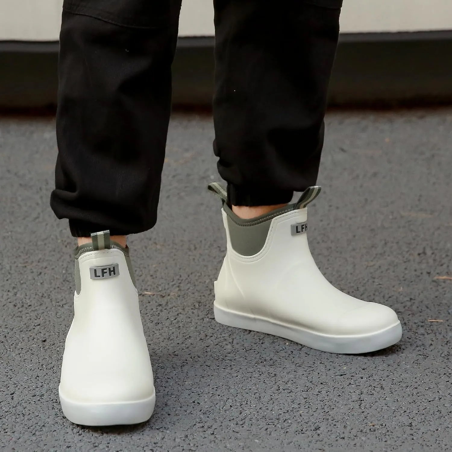 Rain Boots for Men, Waterproof Ankle Mens Deck Boots Anti-Slip Comfort Rubber Boots Chelsea Garden Shoes for Yard Fishing Outdoor Work