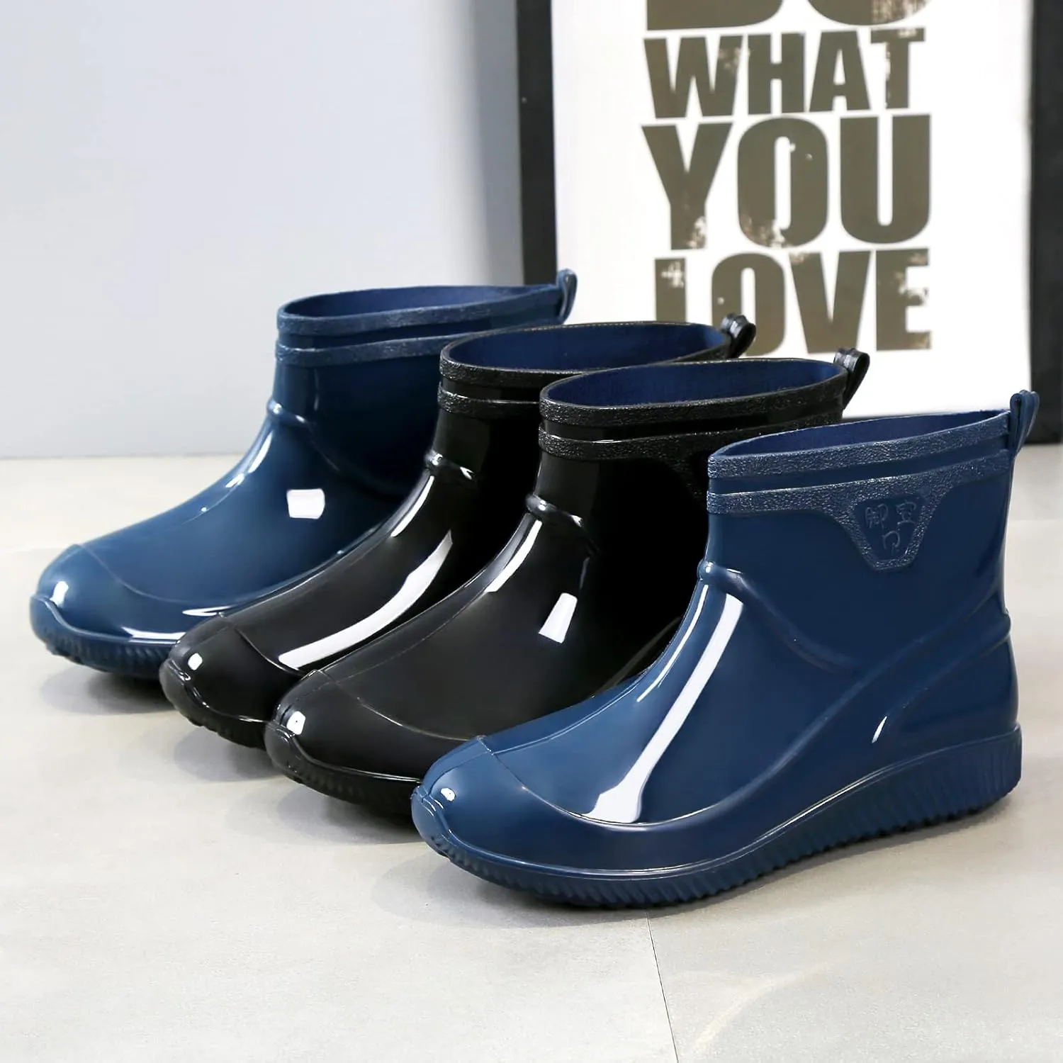 Rain Boots for Women，Waterproof Garden Rubber Boots, Non-slip Width Mid-Calf Comfort Short Boots, Ankle Rainboots Boots, Lightweight Platform Mud Boots Water Shoes for Outdoor Working Fishing