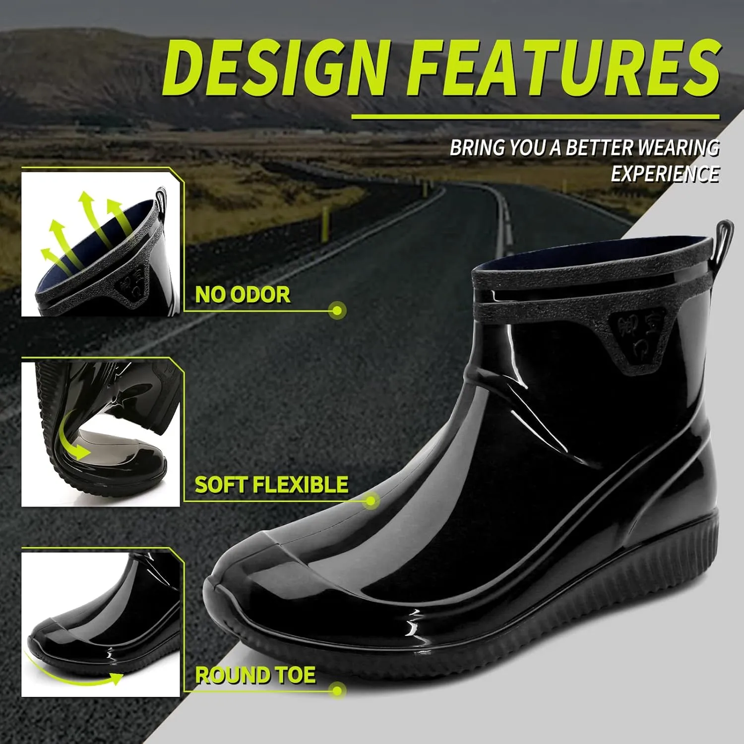 Rain Boots for Women，Waterproof Garden Rubber Boots, Non-slip Width Mid-Calf Comfort Short Boots, Ankle Rainboots Boots, Lightweight Platform Mud Boots Water Shoes for Outdoor Working Fishing