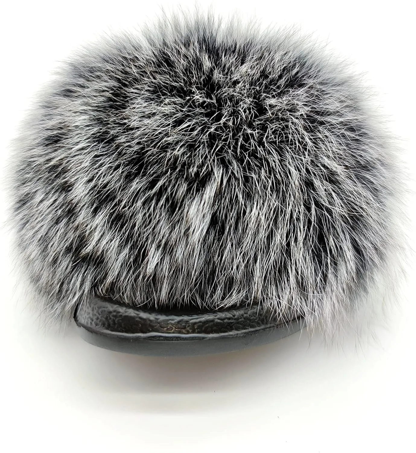 Real Fox Fur Slides for Women Open Toe Cute Furry Fur Slippers Indoor or Outdoor faux Fur Slide Sandals with Fluffy Fur and Soft Sole