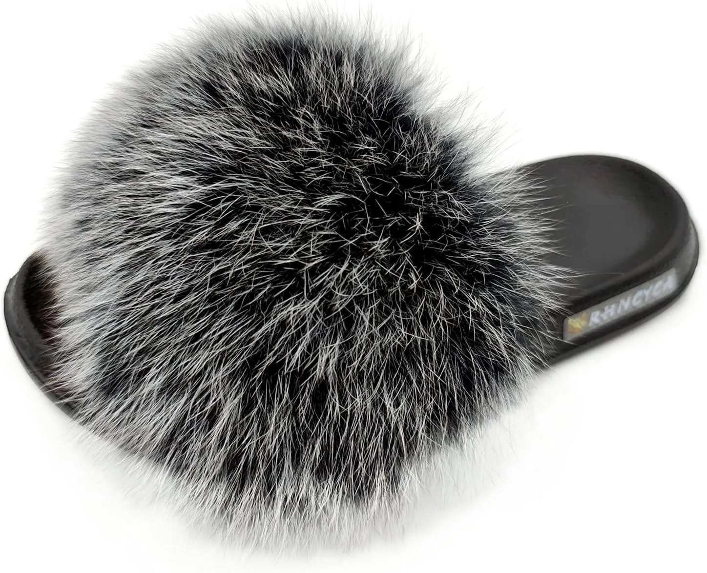 Real Fox Fur Slides for Women Open Toe Cute Furry Fur Slippers Indoor or Outdoor faux Fur Slide Sandals with Fluffy Fur and Soft Sole