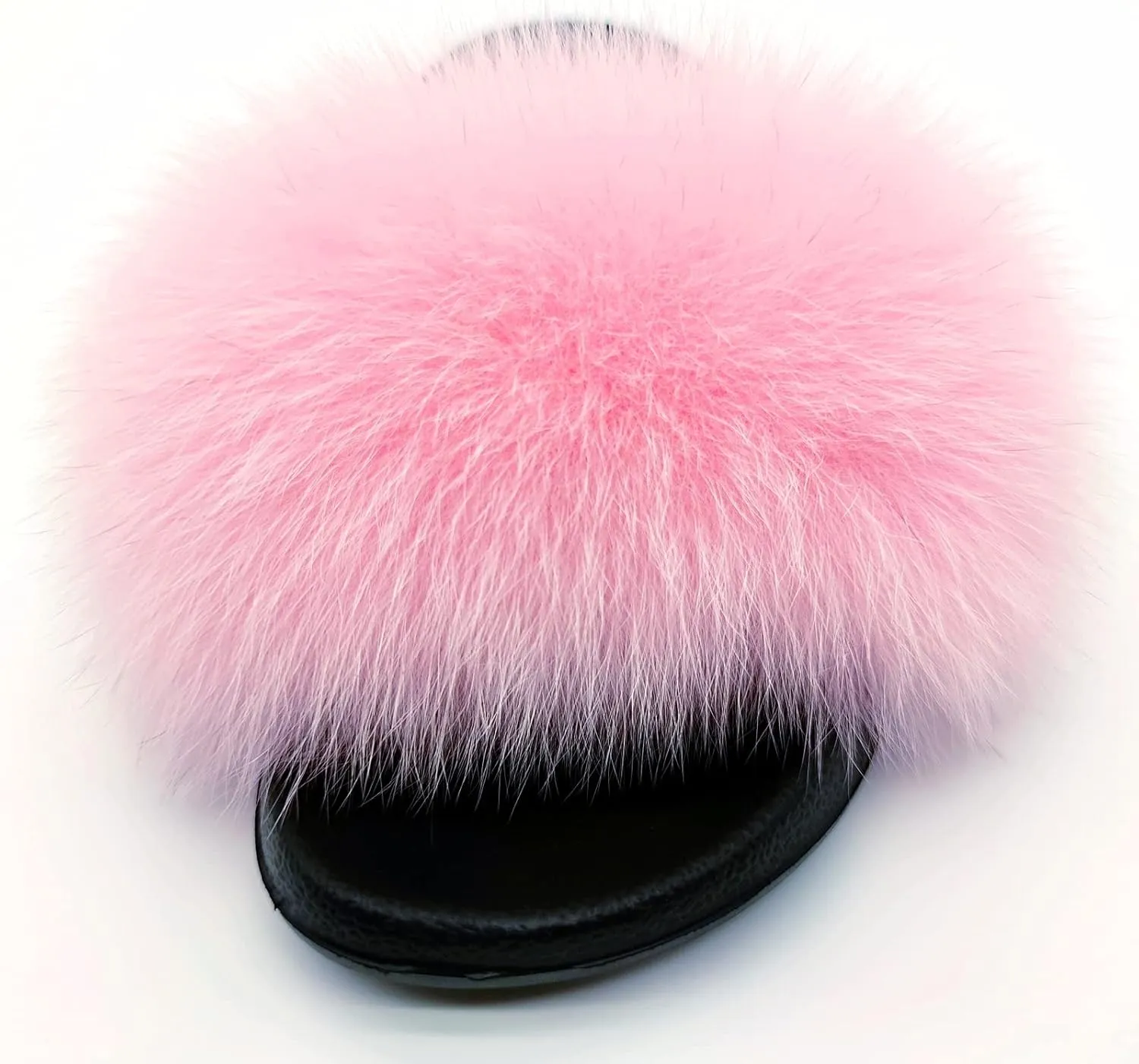 Real Fox Fur Slides for Women Open Toe Cute Furry Fur Slippers Indoor or Outdoor faux Fur Slide Sandals with Fluffy Fur and Soft Sole