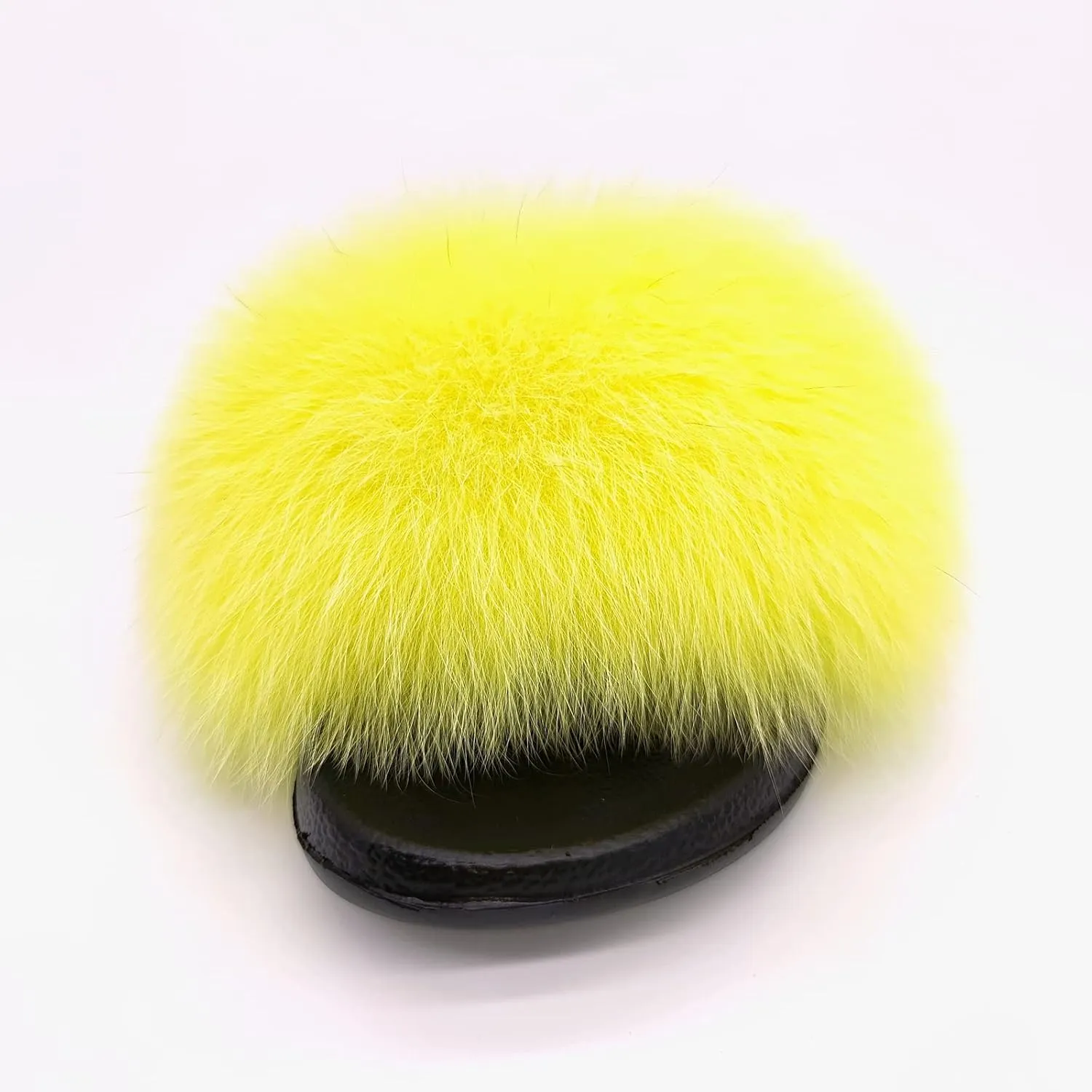 Real Fox Fur Slides for Women Open Toe Cute Furry Fur Slippers Indoor or Outdoor faux Fur Slide Sandals with Fluffy Fur and Soft Sole