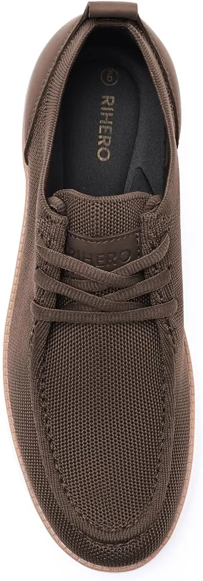 Rihero Mens Casual Shoes Wide Loafers Comfortable Walking Slip On Lightweight Breathable Lace Up Shoes