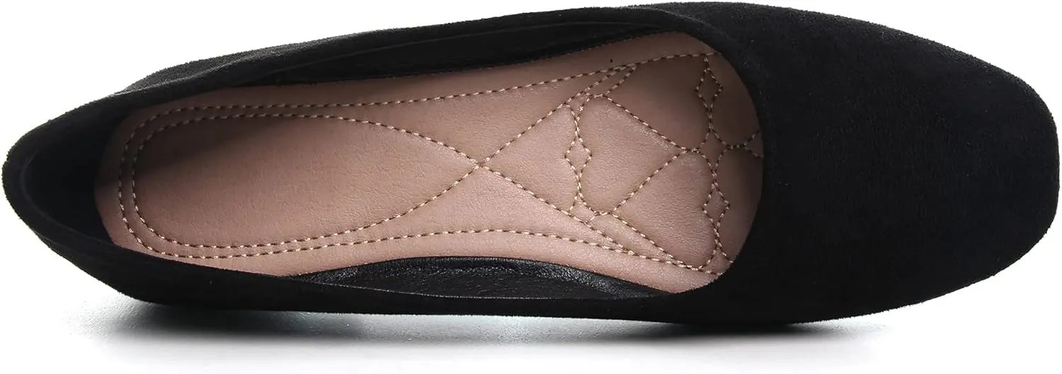SAILING LU Women's Solid Color Round Toe Ballet Shoes Comfort Flats Shoes Dressy Slip On Walking Loafers
