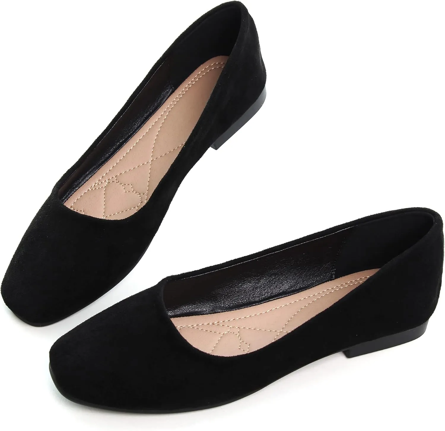 SAILING LU Women's Solid Color Round Toe Ballet Shoes Comfort Flats Shoes Dressy Slip On Walking Loafers