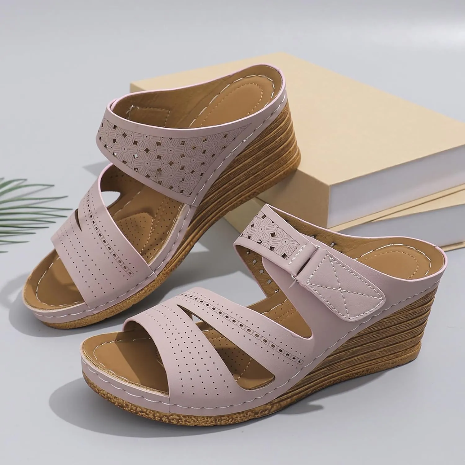 Sandals for Women 2025 Fashion Wedges Platform Sandals Casual Comfortable Mid Heels Open Toe Espadrilles Slippers Slip on Shoes Dressy Summer Flat
