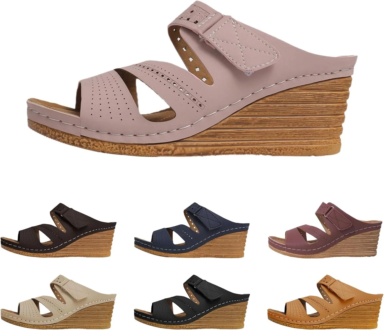 Sandals for Women 2025 Fashion Wedges Platform Sandals Casual Comfortable Mid Heels Open Toe Espadrilles Slippers Slip on Shoes Dressy Summer Flat