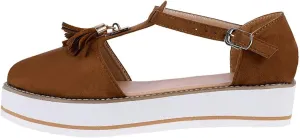 Sandals for Women Casual Summer Tassel Flat Shoes Solid Color Thick Bottom Women's Sandals Fashion Tassel Casual Style Lady Beach Slippers,Brown,11