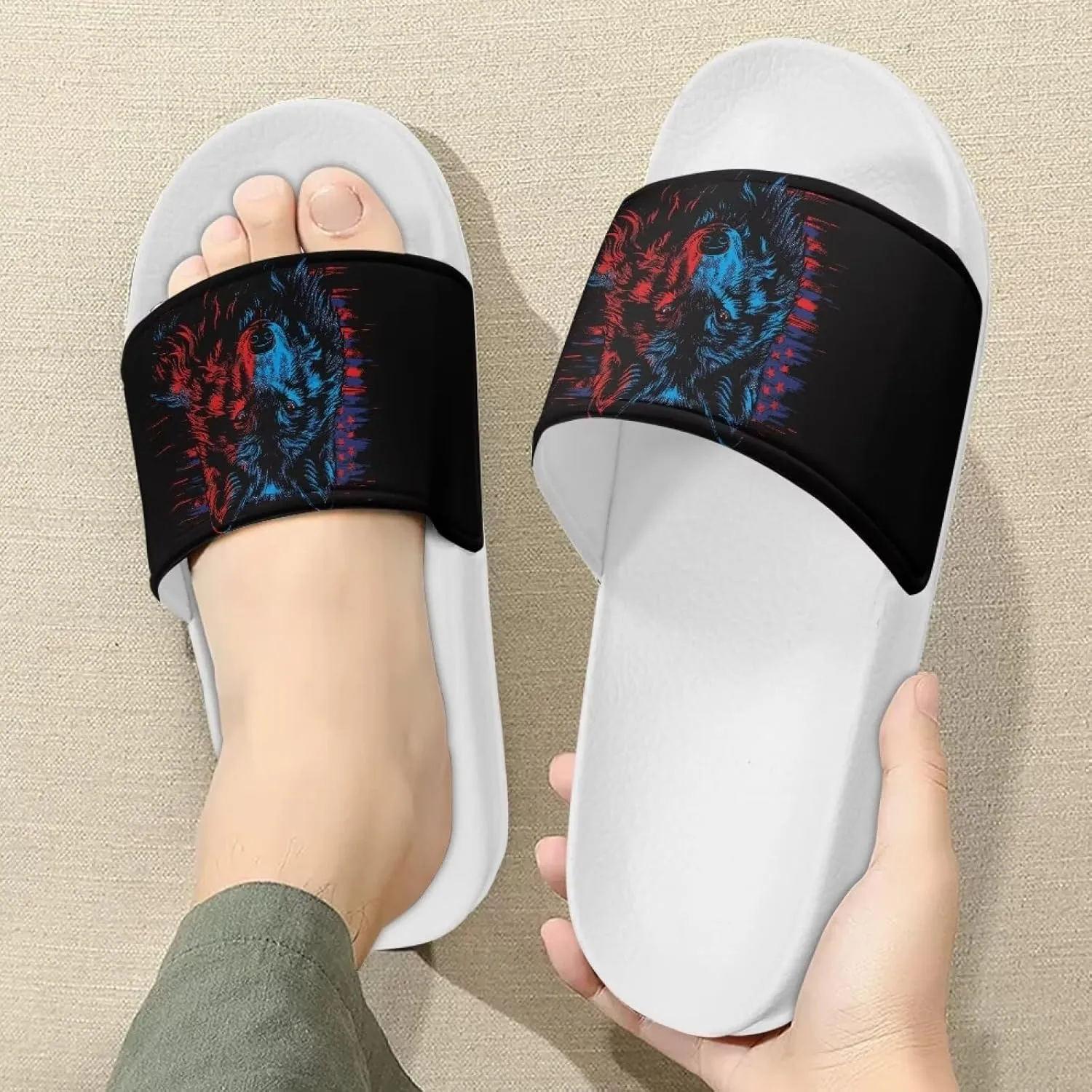Sandals Slides for Men Non Slip Slippers White Sole Casual Summer Shoes Beach Slides