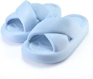 Shark Slippers Fashion Personality Thick Bottom Cross Strap Sandals Outer Wear Ladies Home Slippers Home Slippers Summer Sandals (Color : Haze Blue, Size : 36-37)