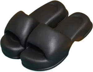 Shark Slippers Lovely Thick Bottom Slippers Female Summer Cool External Wear Tide Macaroon Europe and The United States Home Soft Elastic A Word Drag Outdoor Summer Sandals (Color : Black, Size : 40
