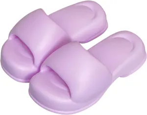 Shark Slippers Lovely Thick Bottom Slippers Female Summer Cool External Wear Tide Macaroon Europe and The United States Home Soft Elastic A Word Drag Outdoor Summer Sandals (Color : Violet, Size : 3