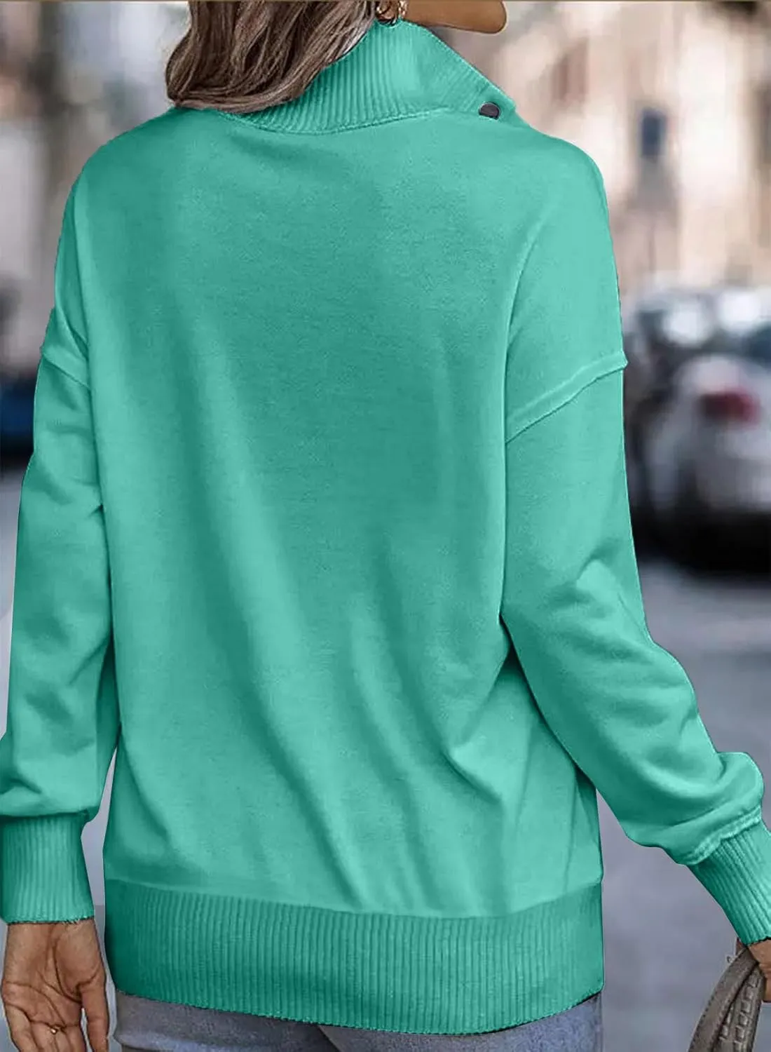 SHEWIN Womens Sweatshirt Casual Long Sleeve Lightweight Sweatshirts Button Loose Pullover Tops