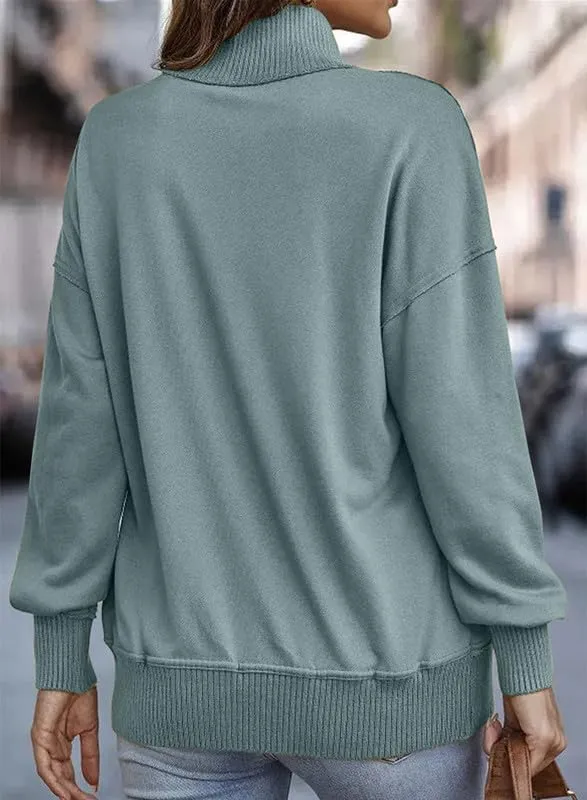 SHEWIN Womens Sweatshirt Casual Long Sleeve Lightweight Sweatshirts Button Loose Pullover Tops