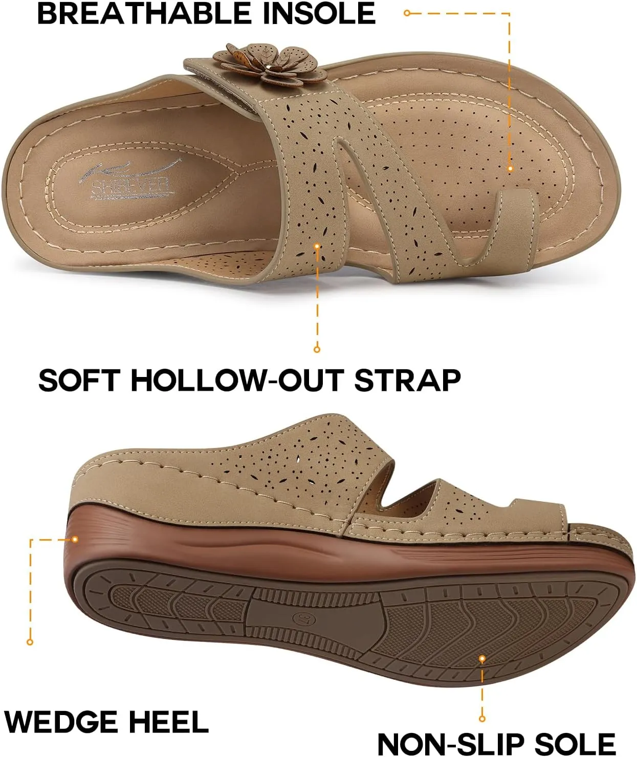 SHIBEVER Platform Flip Flops for Women: Comfortable Sandals for Women Dressy - Walking Summer Slip on Bunion Sandals
