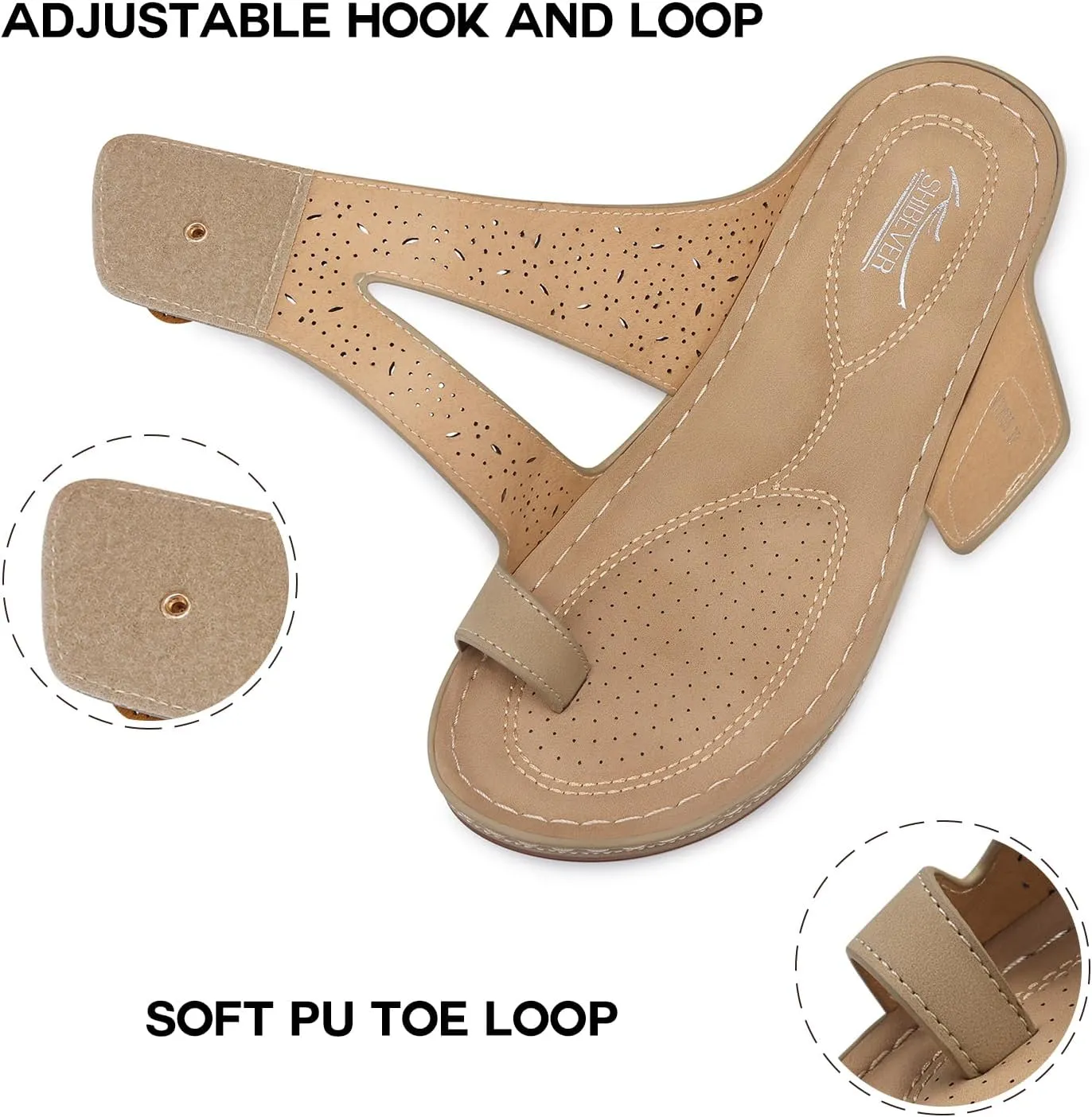 SHIBEVER Platform Flip Flops for Women: Comfortable Sandals for Women Dressy - Walking Summer Slip on Bunion Sandals