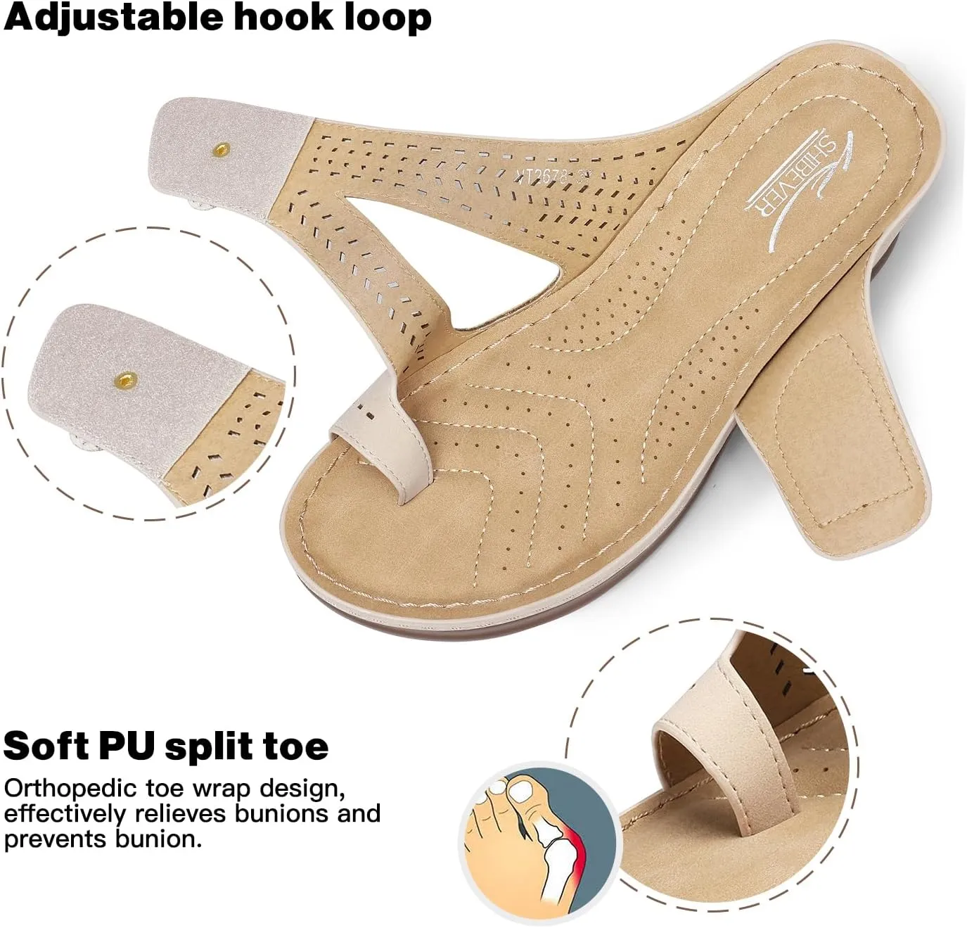 SHIBEVER Women's Wedge Sandals Platform: Comfortable Dressy Summer Casual Slip on - Low Heels Flip Flops Women Sandals