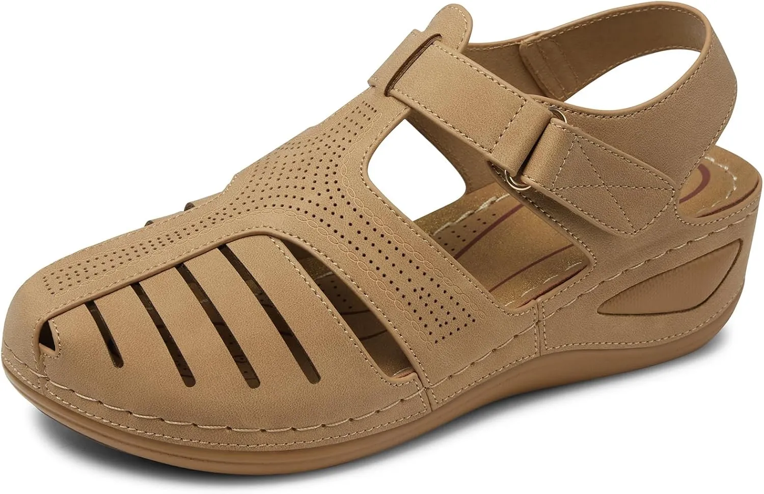 SHIBEVER Women's Wedge Sandals Summer: Closed Toe Sandals for Women Platform Dressy Wedge Size 5-11