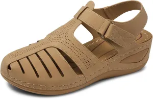 SHIBEVER Women's Wedge Sandals Summer: Closed Toe Sandals for Women Platform Dressy Wedge Size 5-11
