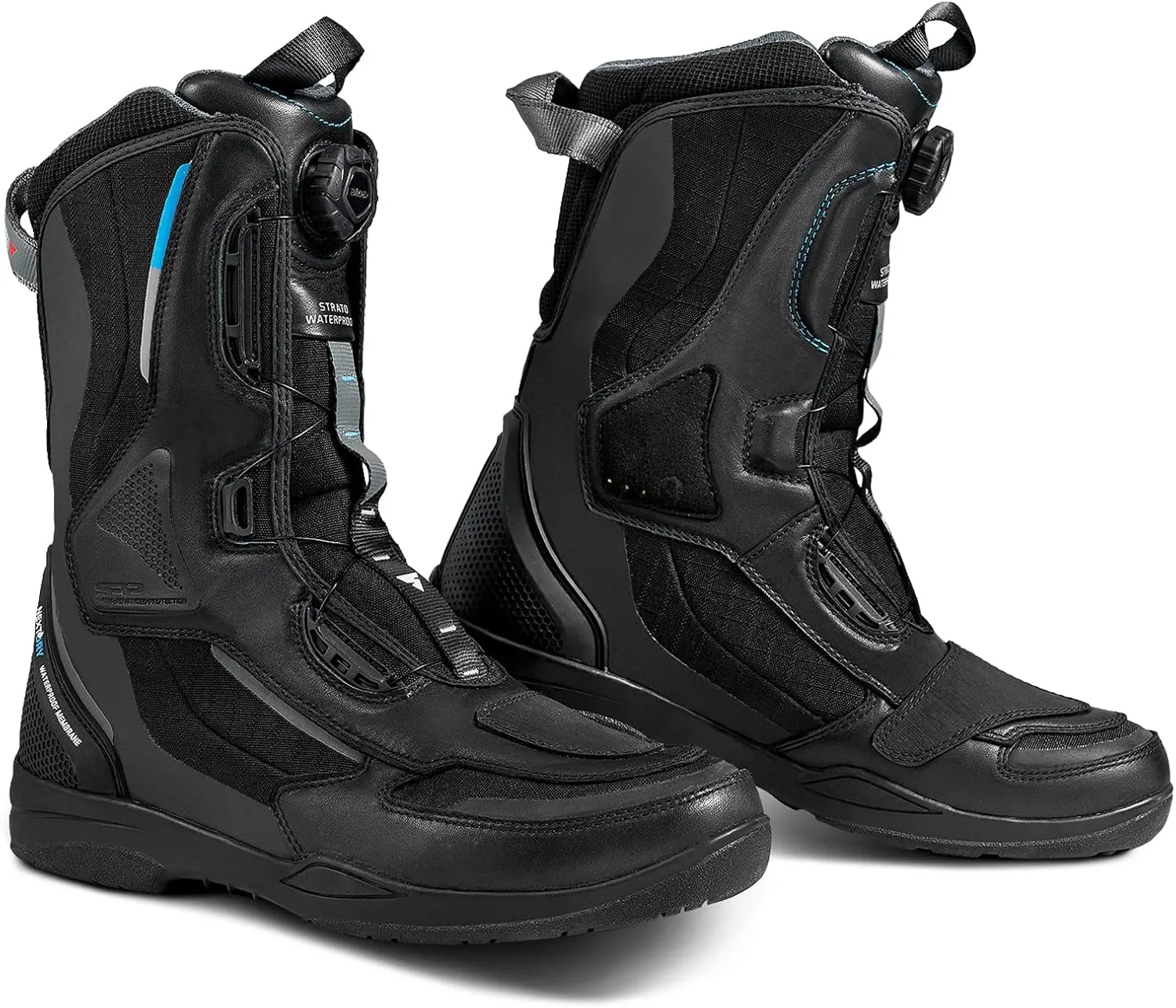 SHIMA STRATO LADY WP, Waterproof Motorcycle Boots for Women - Vented, Reinforced Lightweight Long Biker Riding Boots with ATOP Fast-Closure System, Ankle Protection, Non-slip Sole (Black, 7,5)
