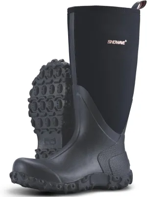 Showave Rain Boots for Men Waterproof Insulated Rubber Neoprene Boots Heavy-duty Mud Boot for Farming Raining Fishing Gardening Yard Work