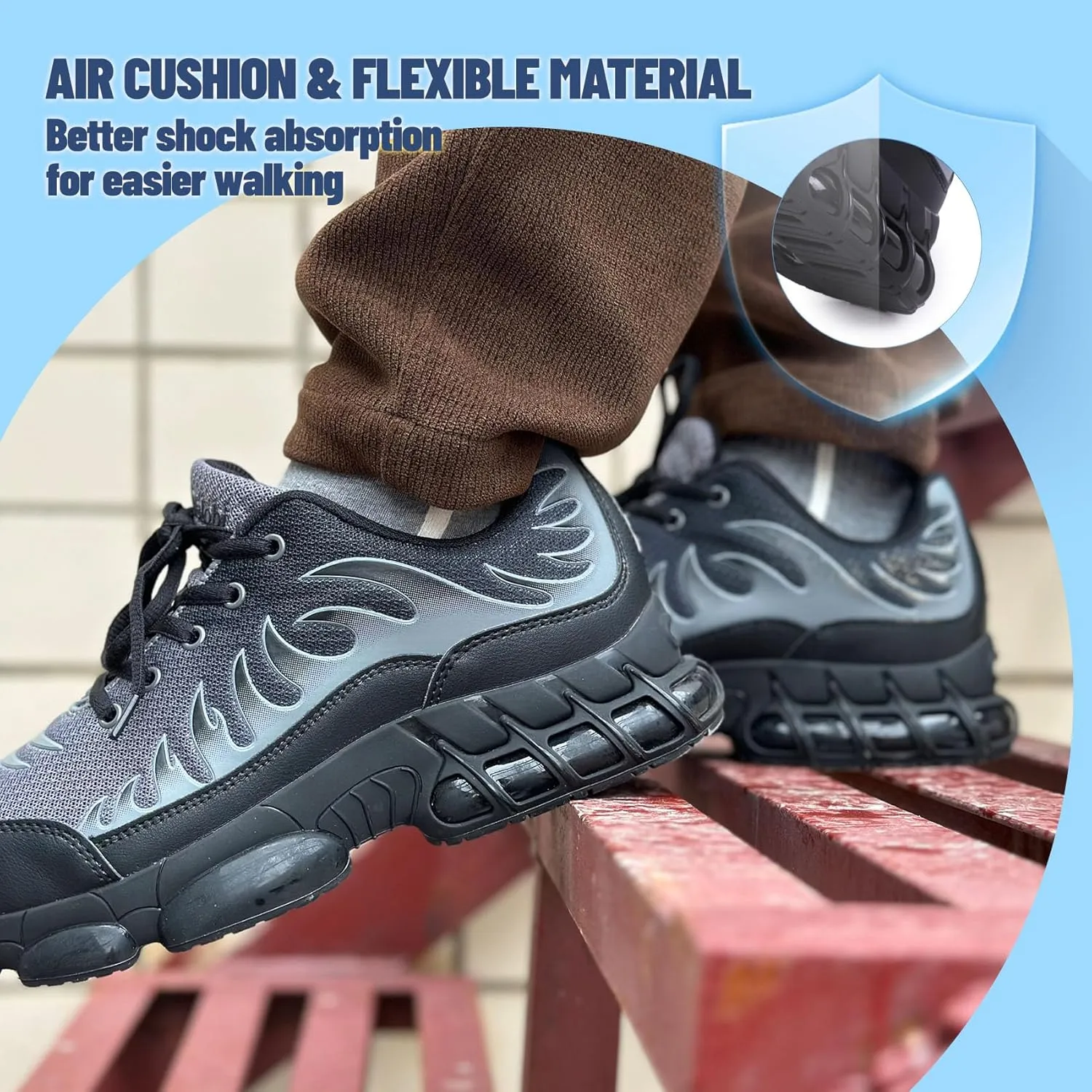 Slip On Steel Toe Shoes for Men Work Safety Sneakers Comfortable Indestructible Industrial Construction Footwear
