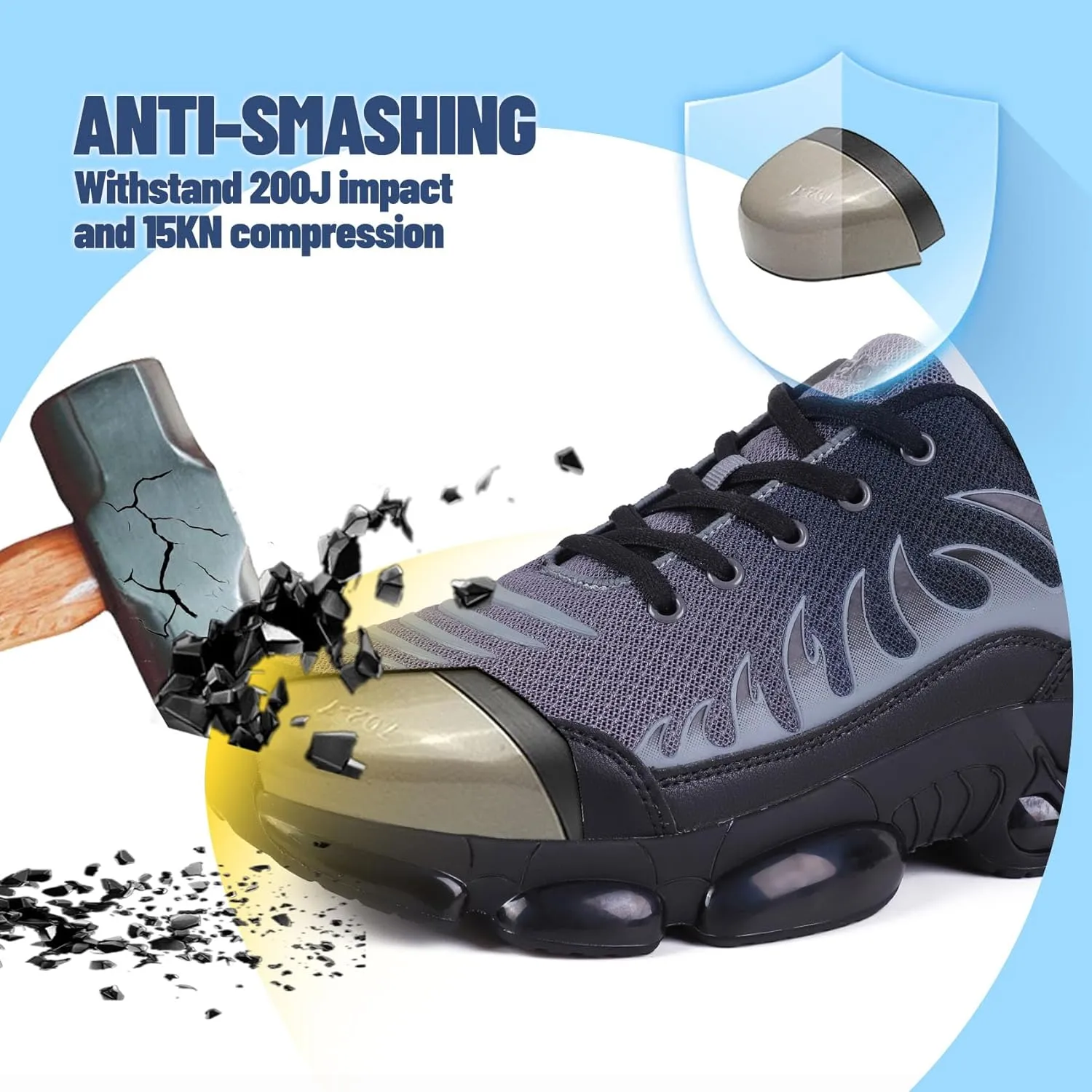 Slip On Steel Toe Shoes for Men Work Safety Sneakers Comfortable Indestructible Industrial Construction Footwear