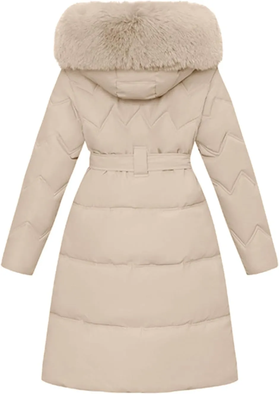 SMIDOW Long Puffer Winter Coat For Women Trendy 2023 Padded Down Jackets Full Zip Up Parka Coats With Faux Fur Hood