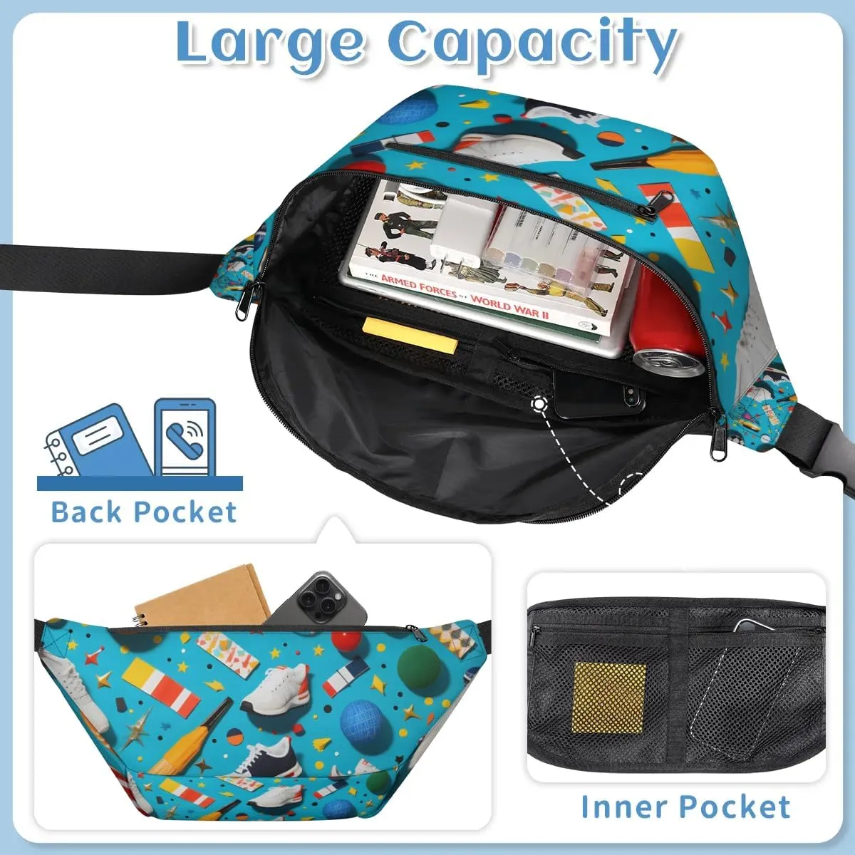 Sneakers Sling Bag Crossbody Backpack Chest Daypack for Women Sport Travel Hiking Casual Bag Multipurpose Waist Pack With Zipper Closure Adjustable Strap Shoulder Bag