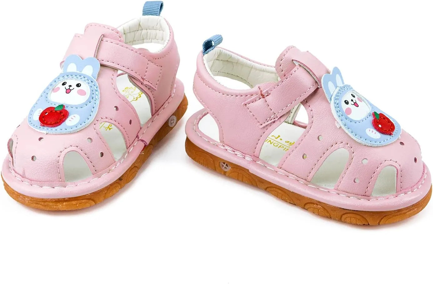 SOFMUO Baby Boys Girls Squeaky Sandals Non-Slip Soft Rubber Sole Closed Toe Infant Summer Outdoor Shoes Toddler First Walkers