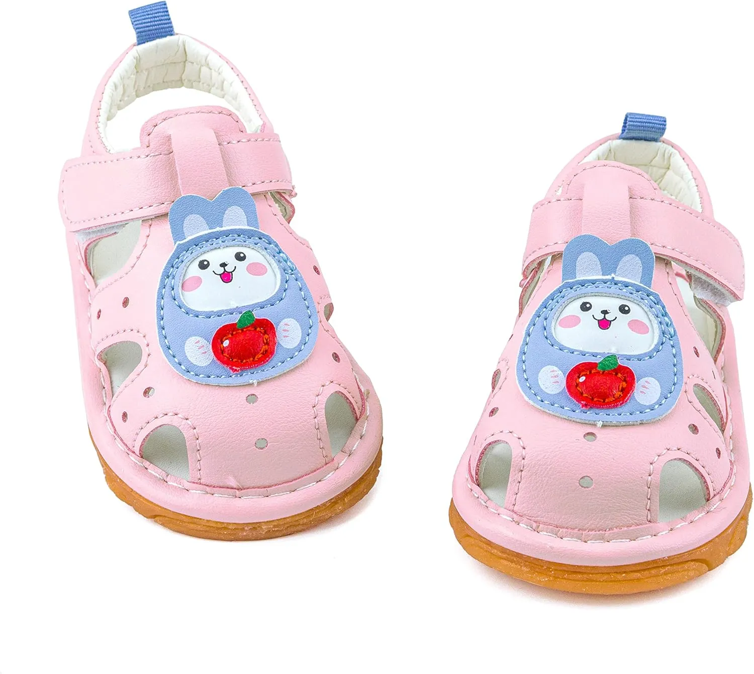 SOFMUO Baby Boys Girls Squeaky Sandals Non-Slip Soft Rubber Sole Closed Toe Infant Summer Outdoor Shoes Toddler First Walkers