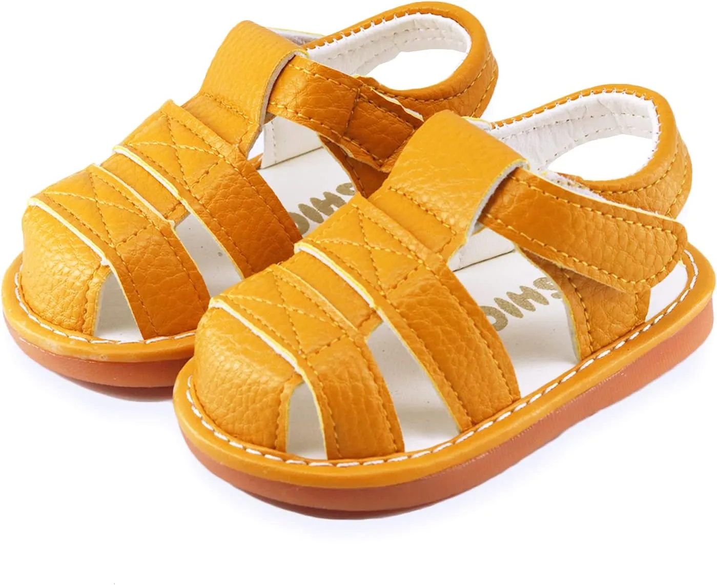 SOFMUO Baby Boys Girls Squeaky Sandals Non-Slip Soft Rubber Sole Closed Toe Infant Summer Outdoor Shoes Toddler First Walkers
